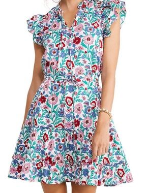 Vineyard Vines White Floral Ruffle Neck Sundress Size XL
